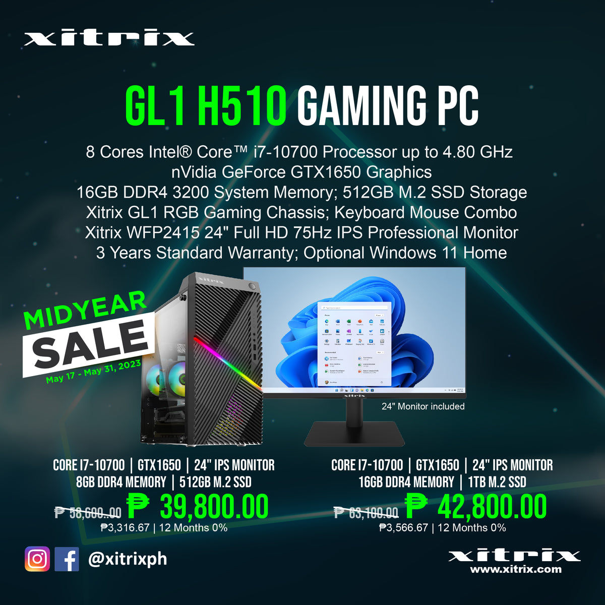 Pc Proma Xitrix® GL1 (H510) Gaming PC (Promo) – Xitrix Computer Corporation