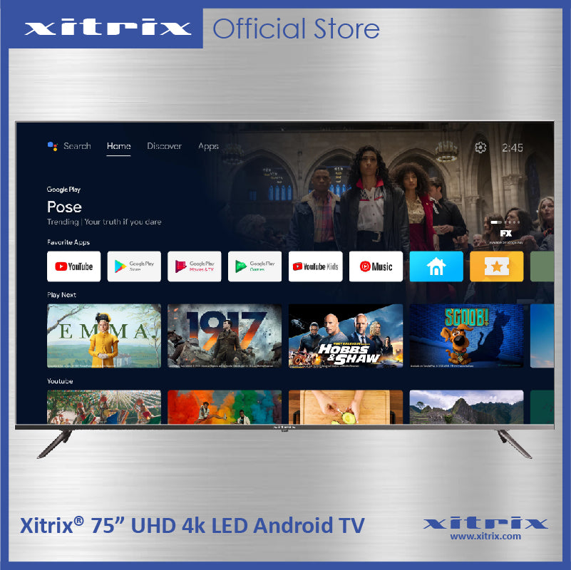 Xitrix® 75" UHD 4k Android 11 Smart LED TV